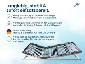 Metall-Lattenrost in Schwarz mit verstellbaren Elementen für optimalen Liegekomfort