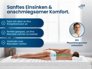 Premium Visco Topper in Weiß, ergonomisch geformt, für verbesserten Schlafkomfort