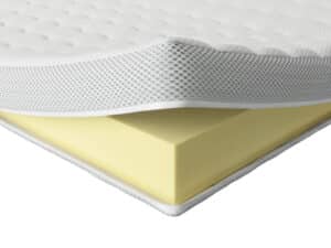 Weicher, gelber Visco-Topper mit atmungsaktivem Bezug für Komfort und Druckentlastung