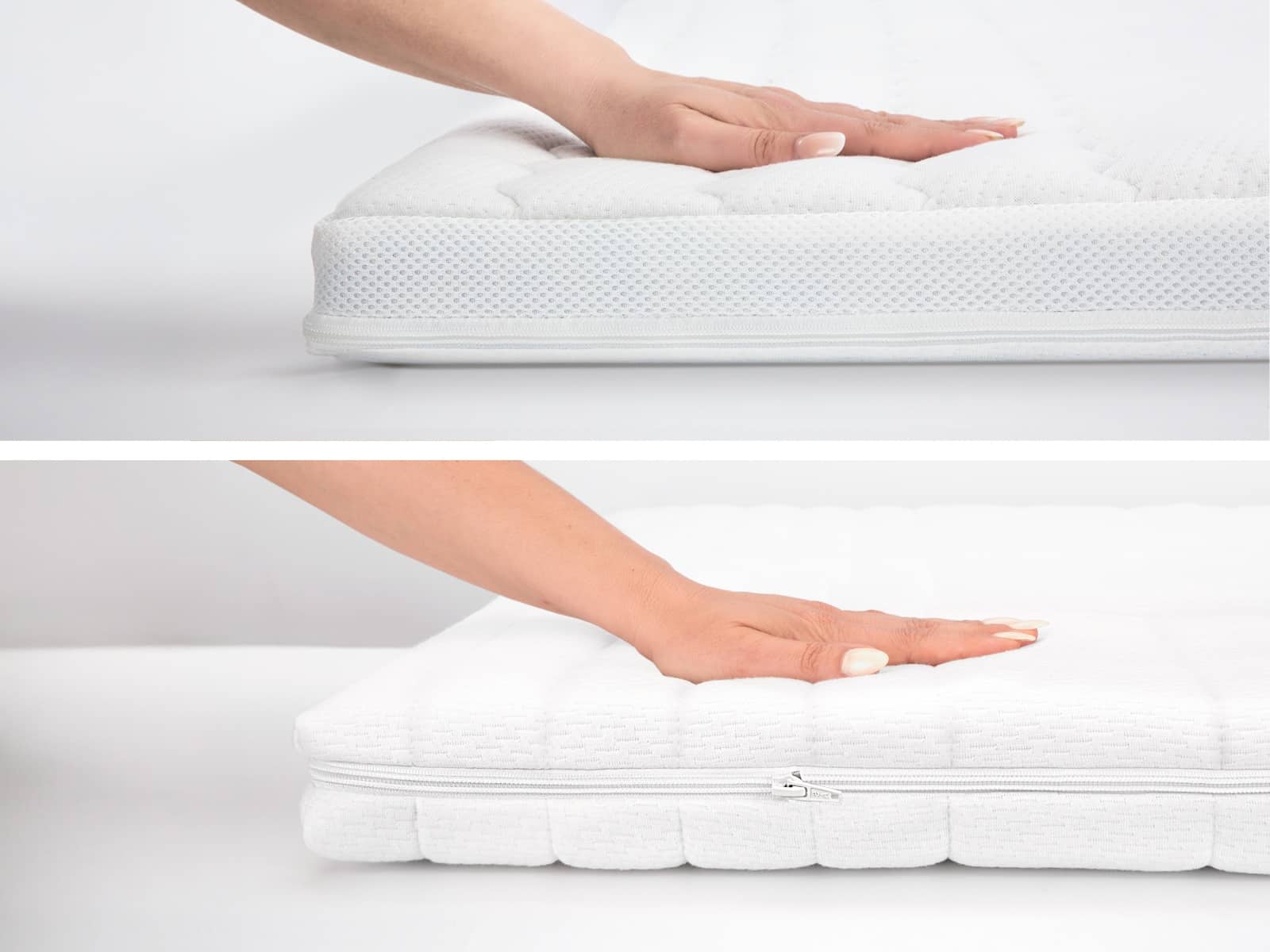 Vergleich von ClimaFlex Summer Topper Varianten mit unterschiedlichen Oberflächenstrukturen.