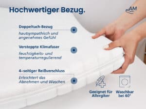 Topper Toledo Bezug aus weißem, doppelseitigem Baumwollstoff mit Reißverschluss, waschbar bei 60°C.
