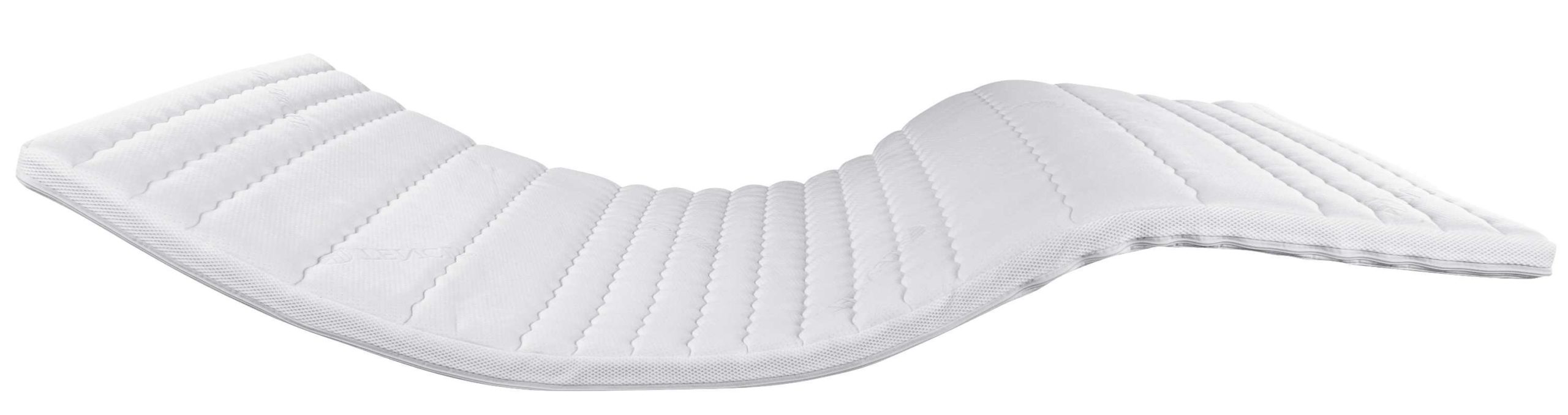 Eine weiße, gewellte Matratze mit gestepptem Design, ideal für zusätzlichen Komfort und Unterstützung.
