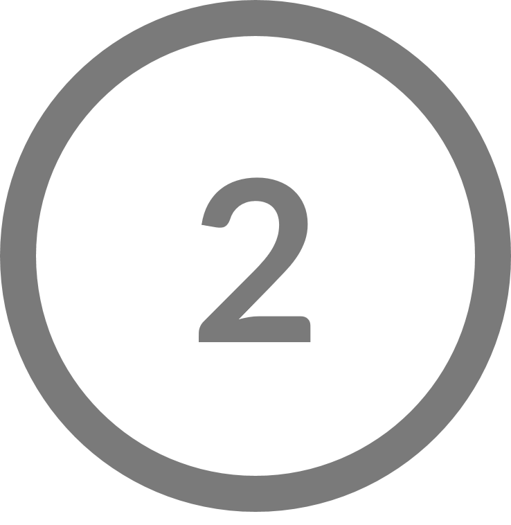 Zahl "2" in grauer Schrift innerhalb eines kreisförmigen Rahmens.