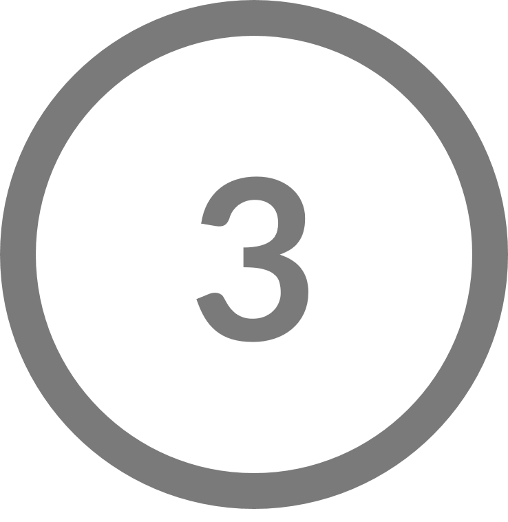 Graue Zahl "3" in einem Kreis, symbolisiert eine Zählung oder Rangfolge.