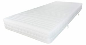 Matelas à ressorts Bonell, blanc, piqué, avec poignées, pour un confort de sommeil optimal.