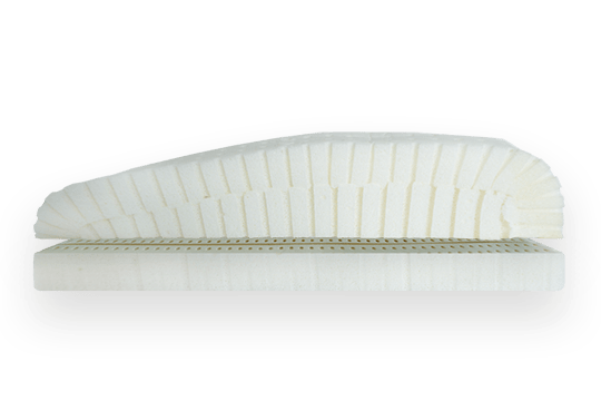 Kopfkissen aus viskoelastischem Schaum mit ergonomischer Form und atmungsaktiver Struktur.