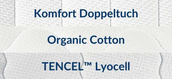 Matratzenbezug aus Komfort Doppeltuch, Organic Cotton und TENCEL™ Lyocell in Weiß.