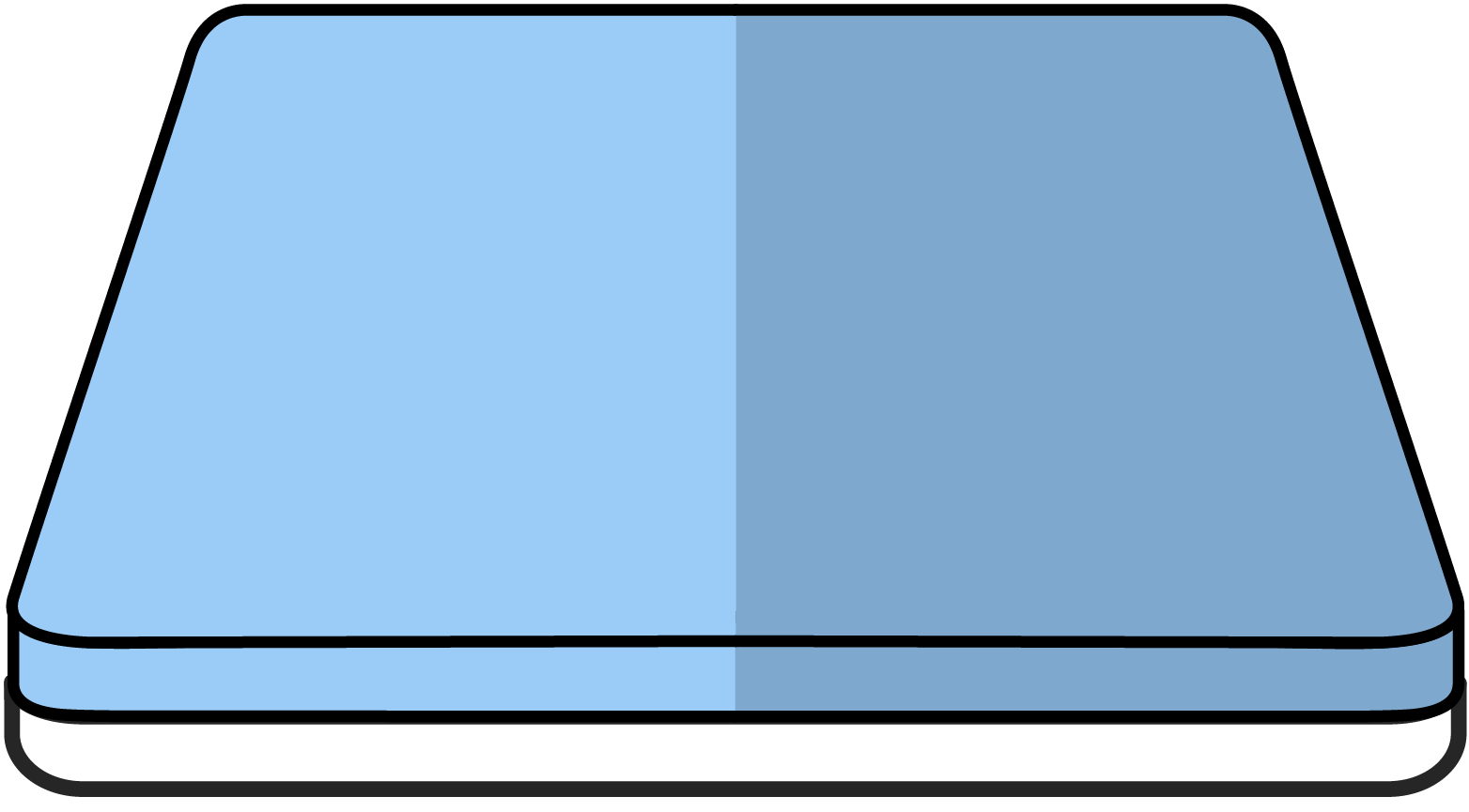 Zweiseitige Partnermatratze in Blautönen, mit ergonomischer Unterstützung und atmungsaktivem Material.
