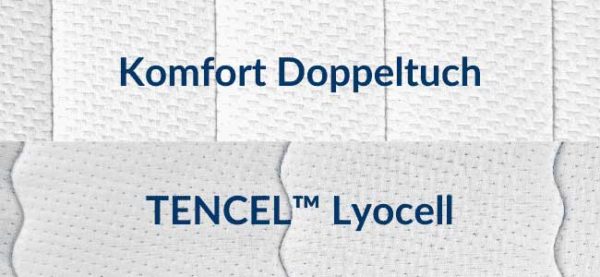 Komfort Doppeltuch aus TENCEL™ Lyocell, atmungsaktiv und weich, ideal für Topperbezüge.
