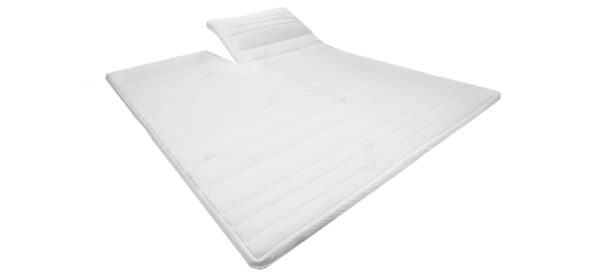 Gel-Split-Topper aus weißem Material, ergonomisch geformt für optimalen Schlafkomfort.