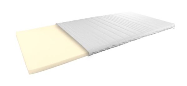 Viscotopper aus viskoelastischem Material, beige, mit abnehmbarer, gesteppten Hülle in Weiß. Ideal zur Druckentlastung.