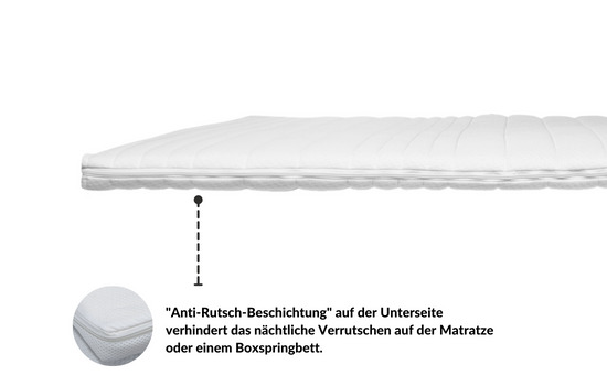 Gel-Topper mit Anti-Rutsch-Beschichtung, verhindert Verrutschen auf Matratze oder Boxspringbett.