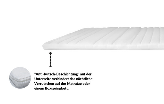 Matratzenauflage mit anti-rutsch Beschichtung, verhindert Verrutschen auf Matratzen oder Boxspringbetten.