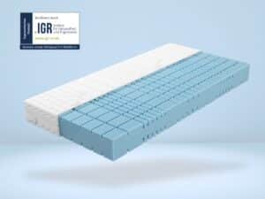 Produktbild eines blauen und weißen Schaumstoffkerns mit 12 cm Dicke, Modell KS Premium