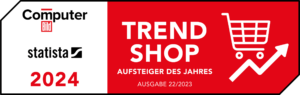 Siegel für den "Trend Shop 2024" von Computer Bild und Statista, Auszeichnung "Aufsteiger des Jahres".
