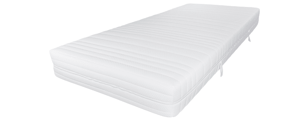 Eine grüne Matratze mit Bezug, gesteppt und in Standardgröße, bietet Komfort und Unterstützung.