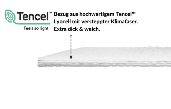 Bezug aus Tencel™ Lyocell mit versteppten Klimafasern, extra dick und weich.