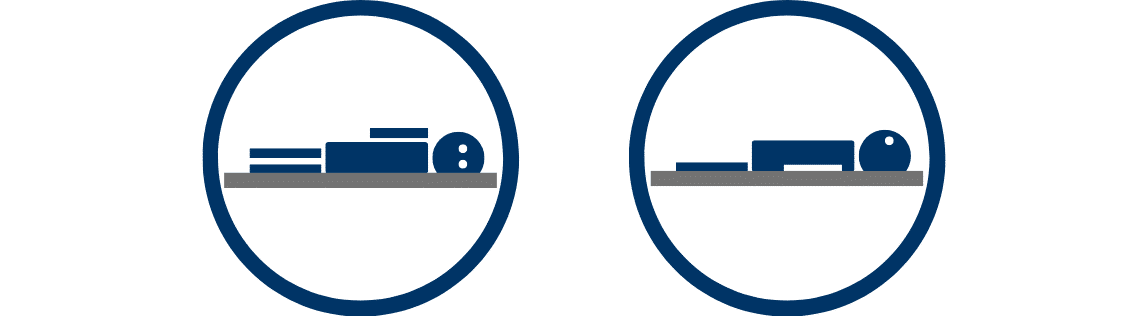 Illustration von Schlafpositionen: Seite- und Rückenschläfer mit unterschiedlichen Matratzenanordnungen.