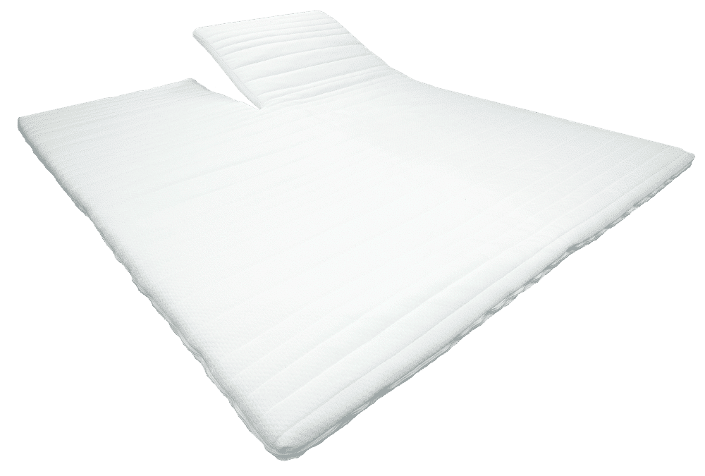Ein geteilter Topper in Weiß mit gestepptem Design, ideal für individuellen Schlafkomfort.