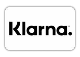 Logo von Klarna in Schwarz auf weißem Hintergrund, mit markantem Schriftzug und Punkt am Ende.