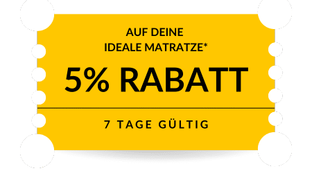 Gutschein für 5% Rabatt auf die ideale Matratze, gültig für 7 Tage.