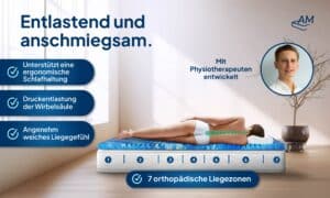 Gelschaum Topper mit 7 orthopädischen Liegezonen für ergonomische Schlafhaltung und Druckentlastung.