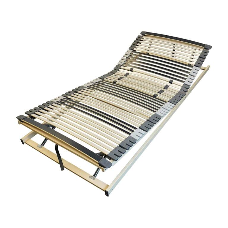 Lattenrost mit verstellbarem Kopf- und Fußteil, Holzrahmen und elastischen Latten.