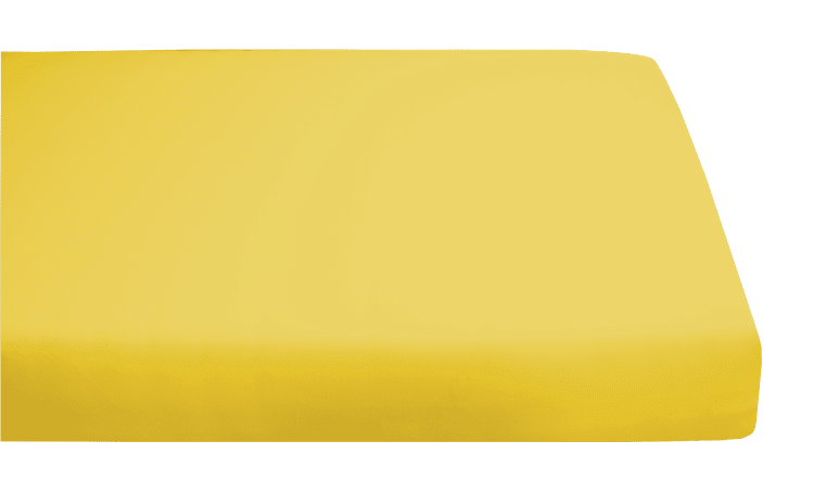 Prześcieradło z gumką w kolorze żółtym, elastyczny materiał, pasujące do materacy.