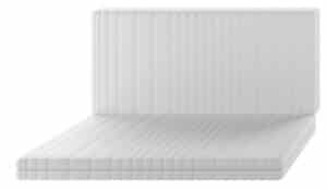 Klappbare Matratze mit zwei rechteckigen, weißen Schaumstoffstücken