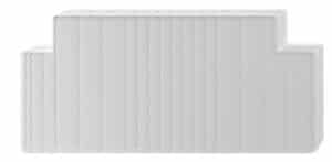 Zwei Schnittansichten einer weißen Matratze mit gerader Kante und Textilbezug