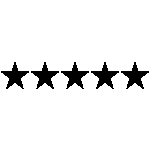 Fünf-Sterne-Bewertung mit schwarzen Sternen auf weißem Hintergrund