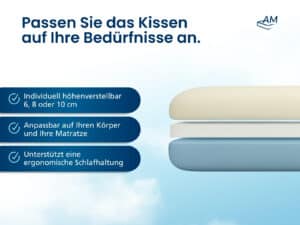 Helles, ergonomisches Nackenstützkissen aus Memory-Schaum mit abnehmbarem Bezug.