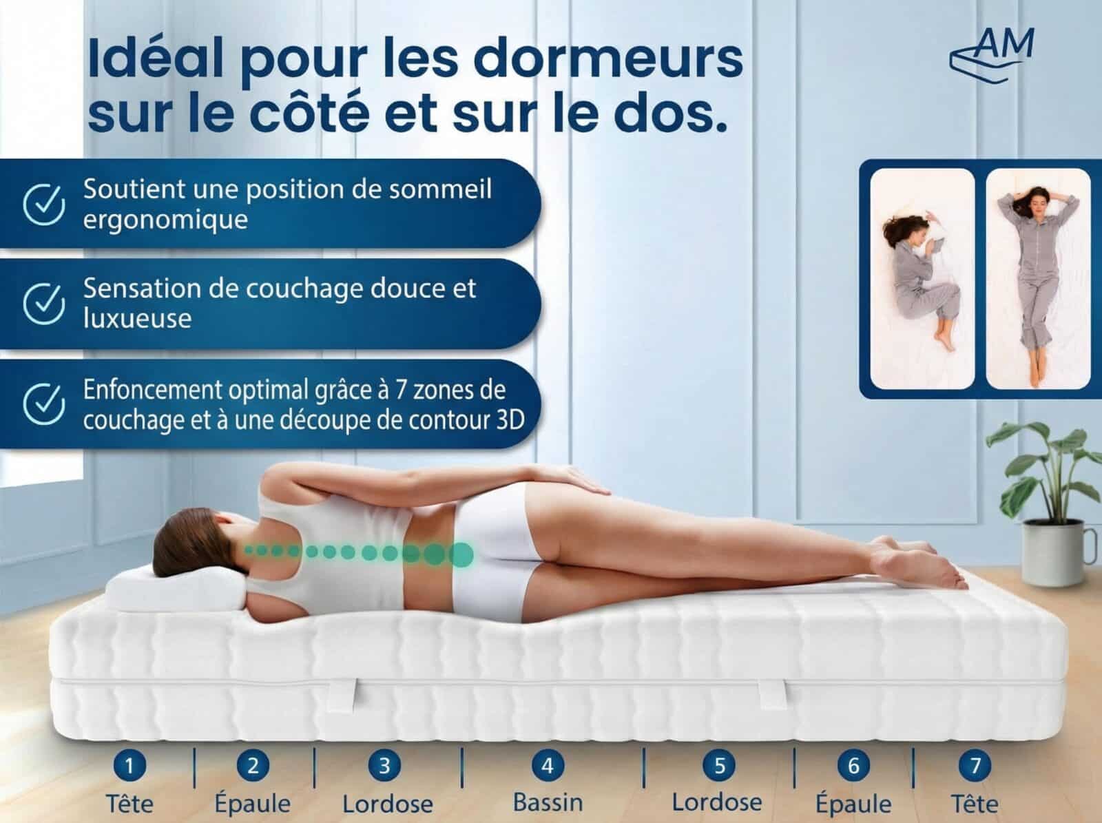 Matelas Mousse Gel 
7 zones Premium – Image 2