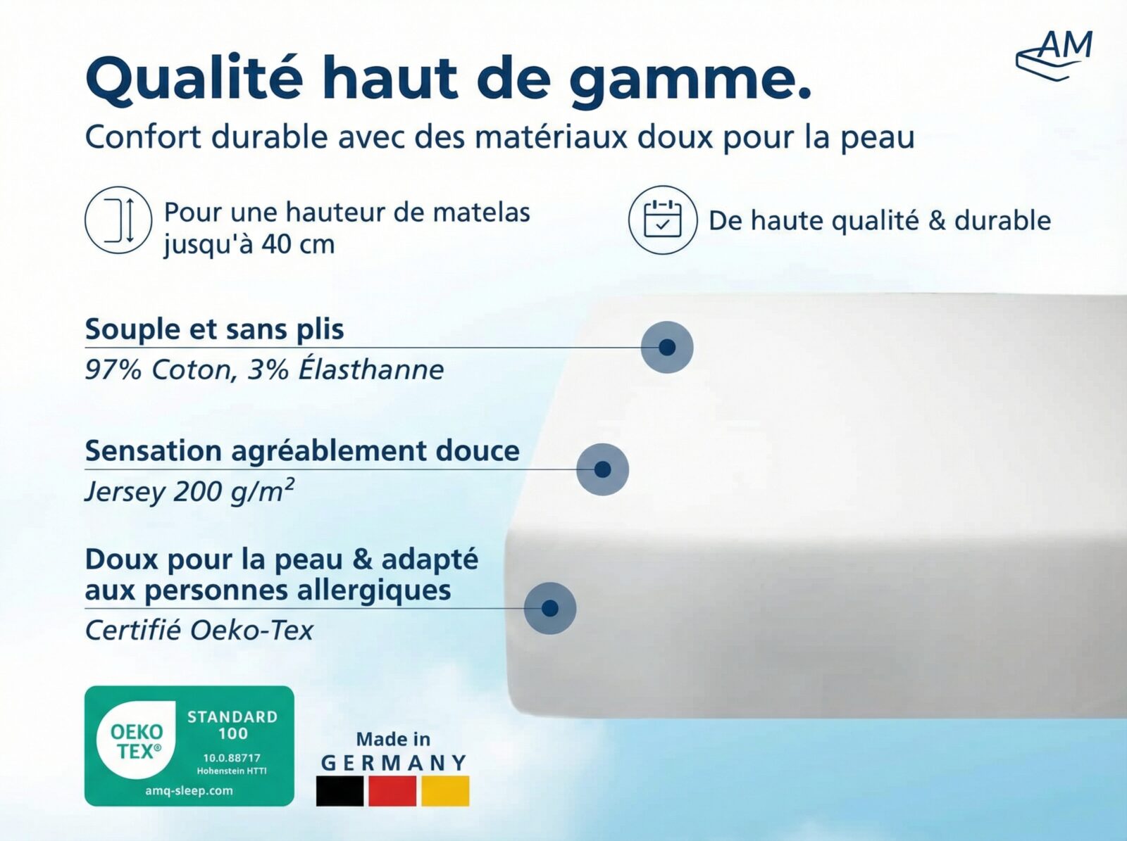 Drap-housse haut de gamme, hauteur premium – Image 3