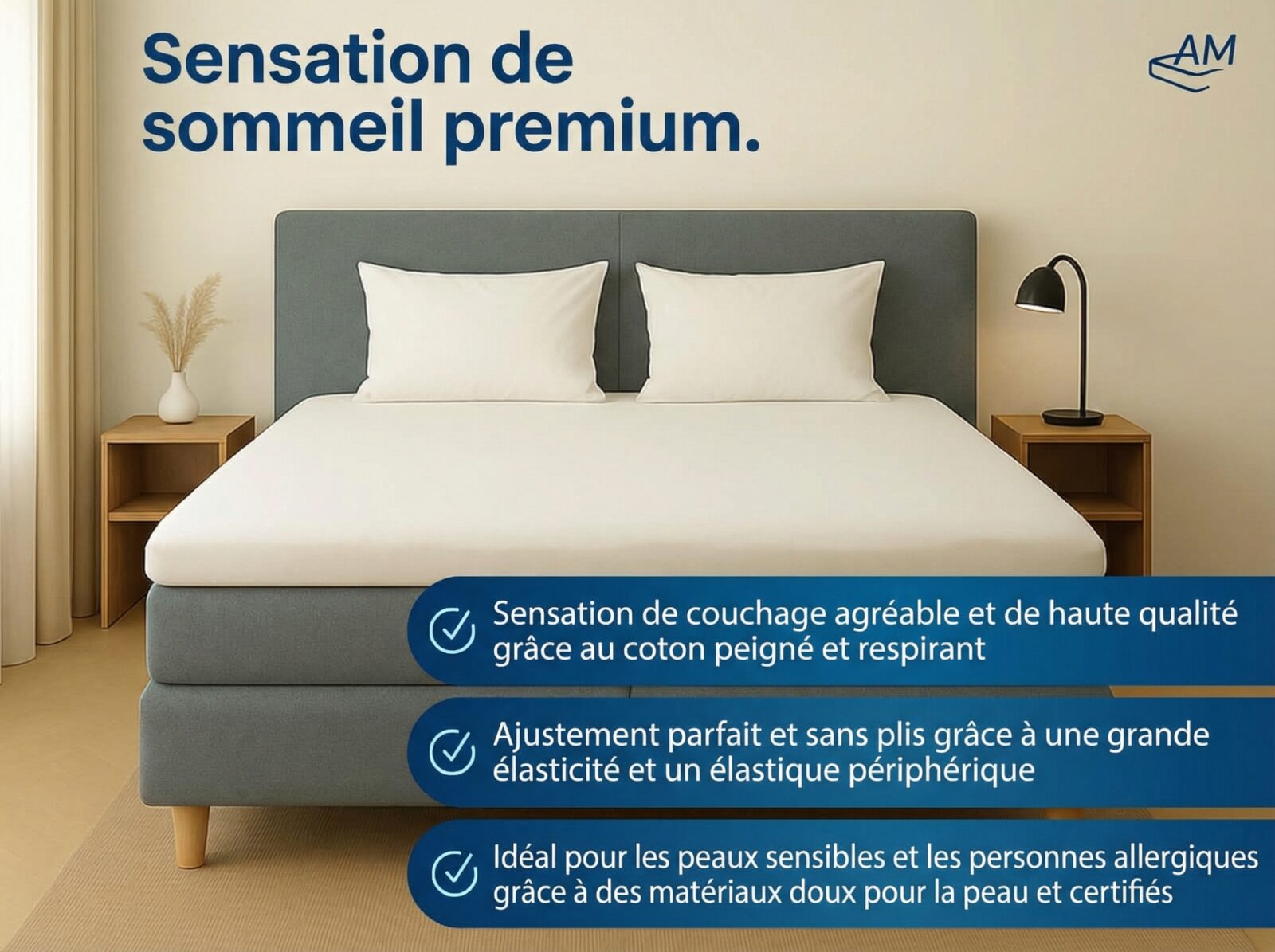 Drap-housse haut de gamme pour surmatelas – Image 2