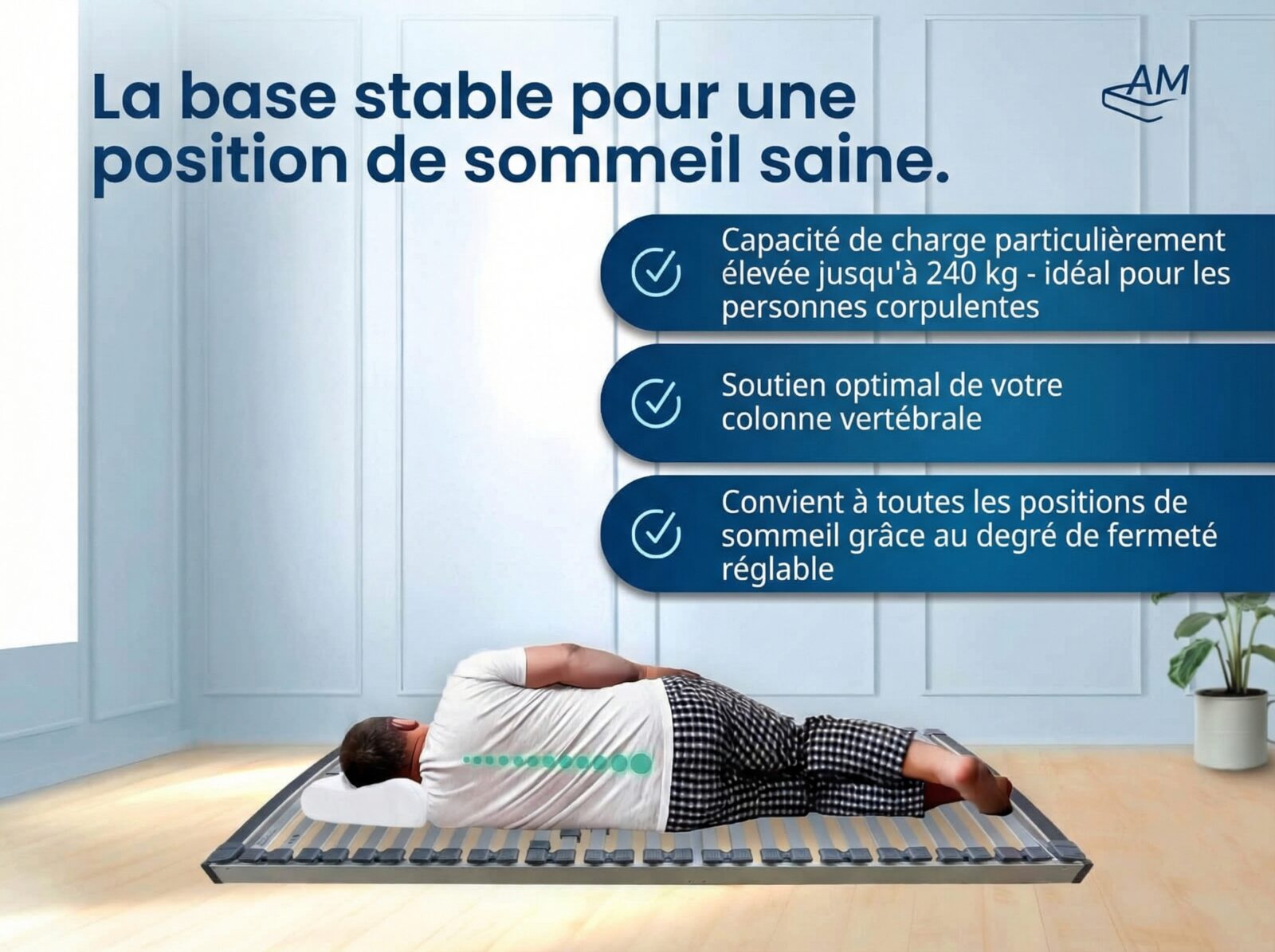 Sommier à lattes ergonomique XXL (jusqu'à 240 kg) – Image 2