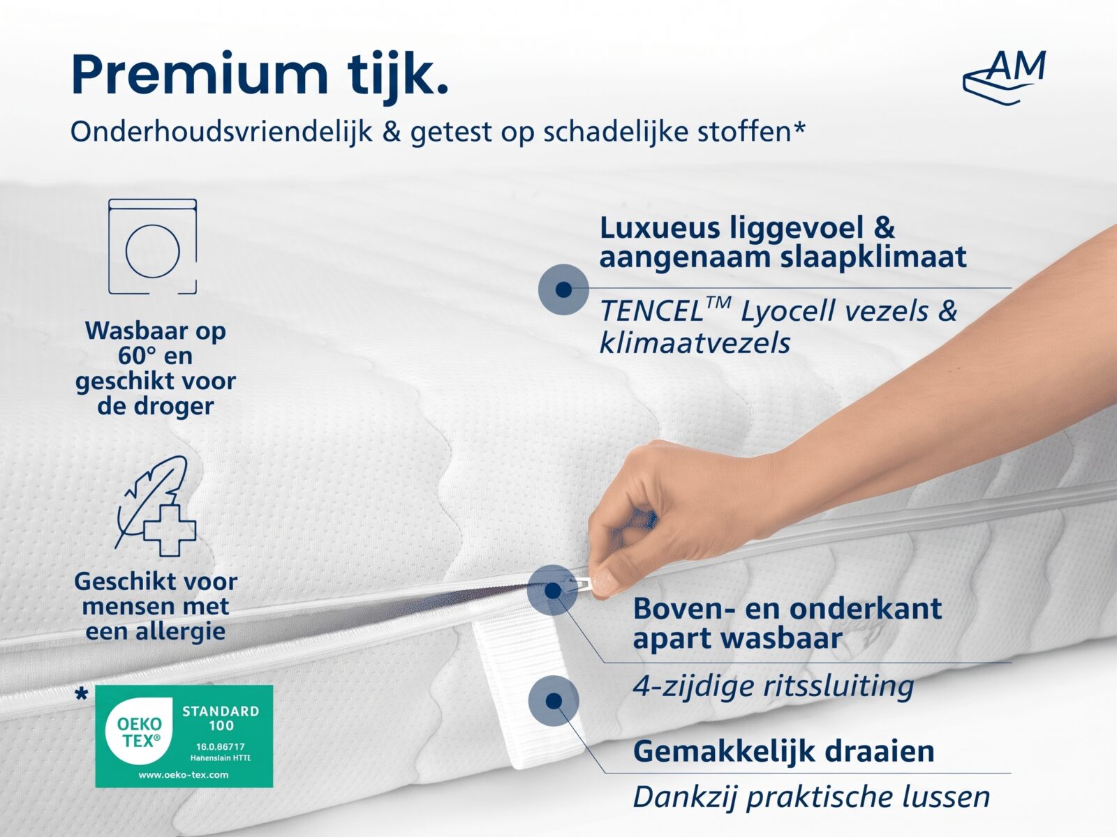7-Zone Pocketveringmatras met 1000 Veren – Afbeelding 6