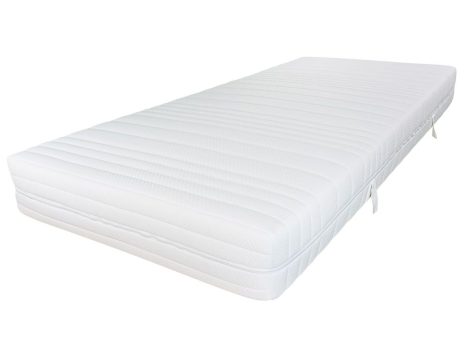 Kaltschaummatratze mit Gelschaum-Bezug in Weiß, gesteppt, für optimalen Schlafkomfort.